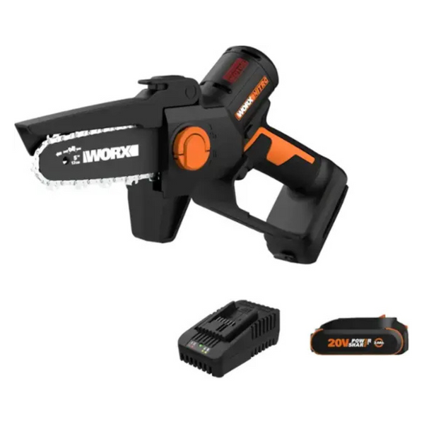 Worx Nitro 20V 5" Cordless Brushless Chainsaw W/ 2.0 Ah Battery & Charger