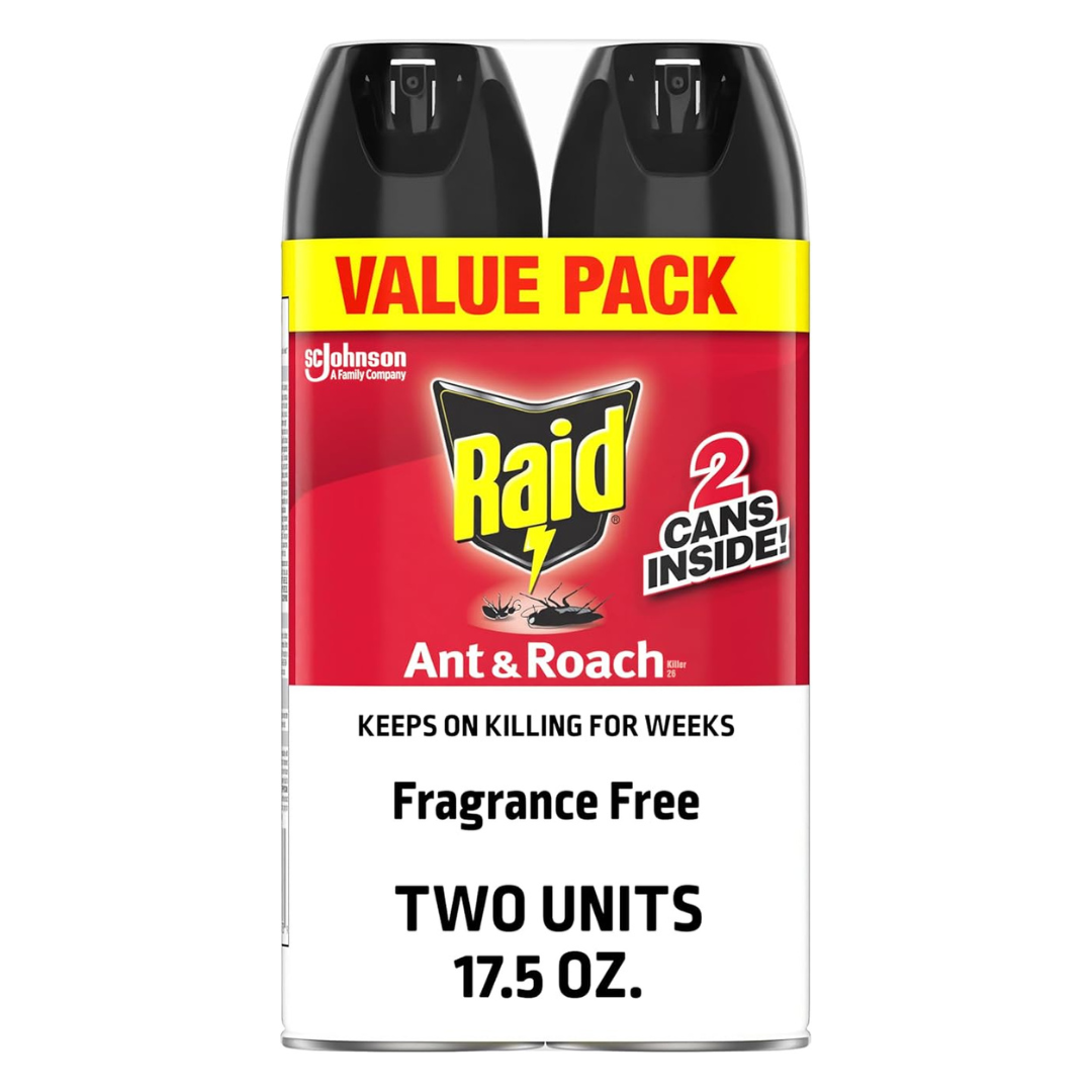 2-Pack 17.5 Oz Raid Fragrance-Free Ant & Roach Killer Spray