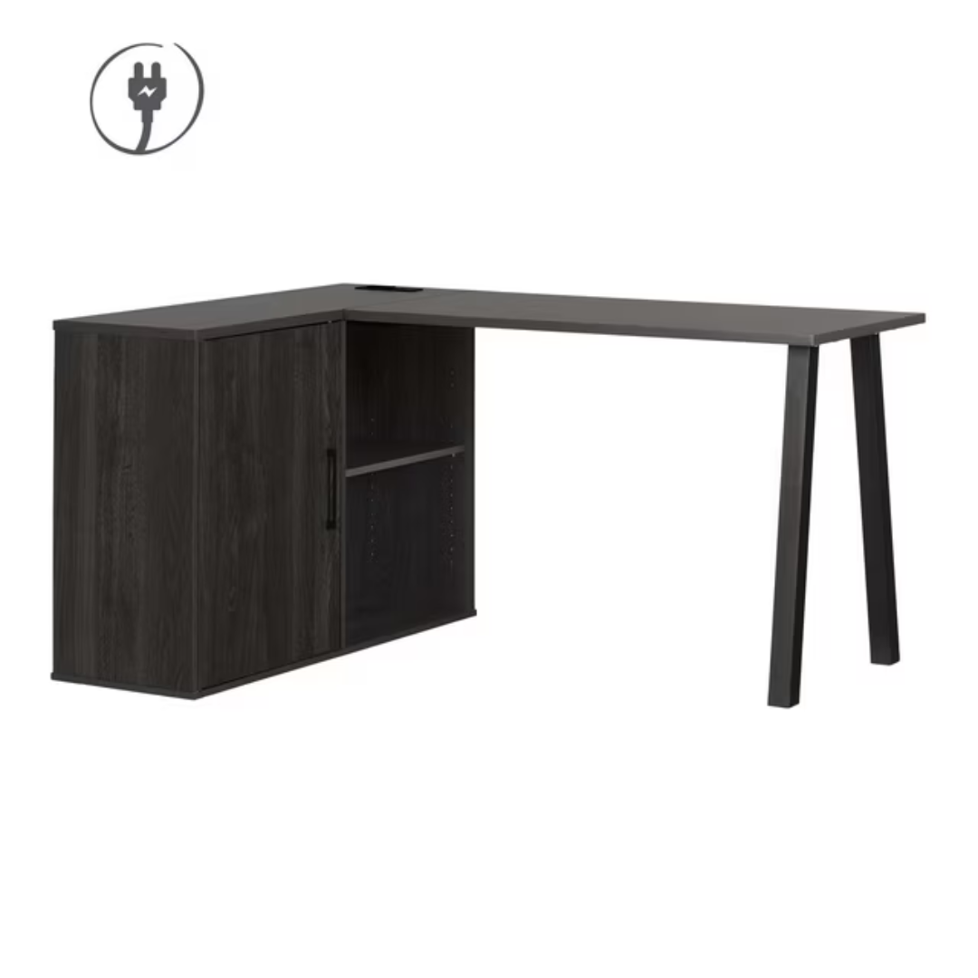 South Shore Zolten Contemporary L-Shaped Desk With Built-In Power Bar