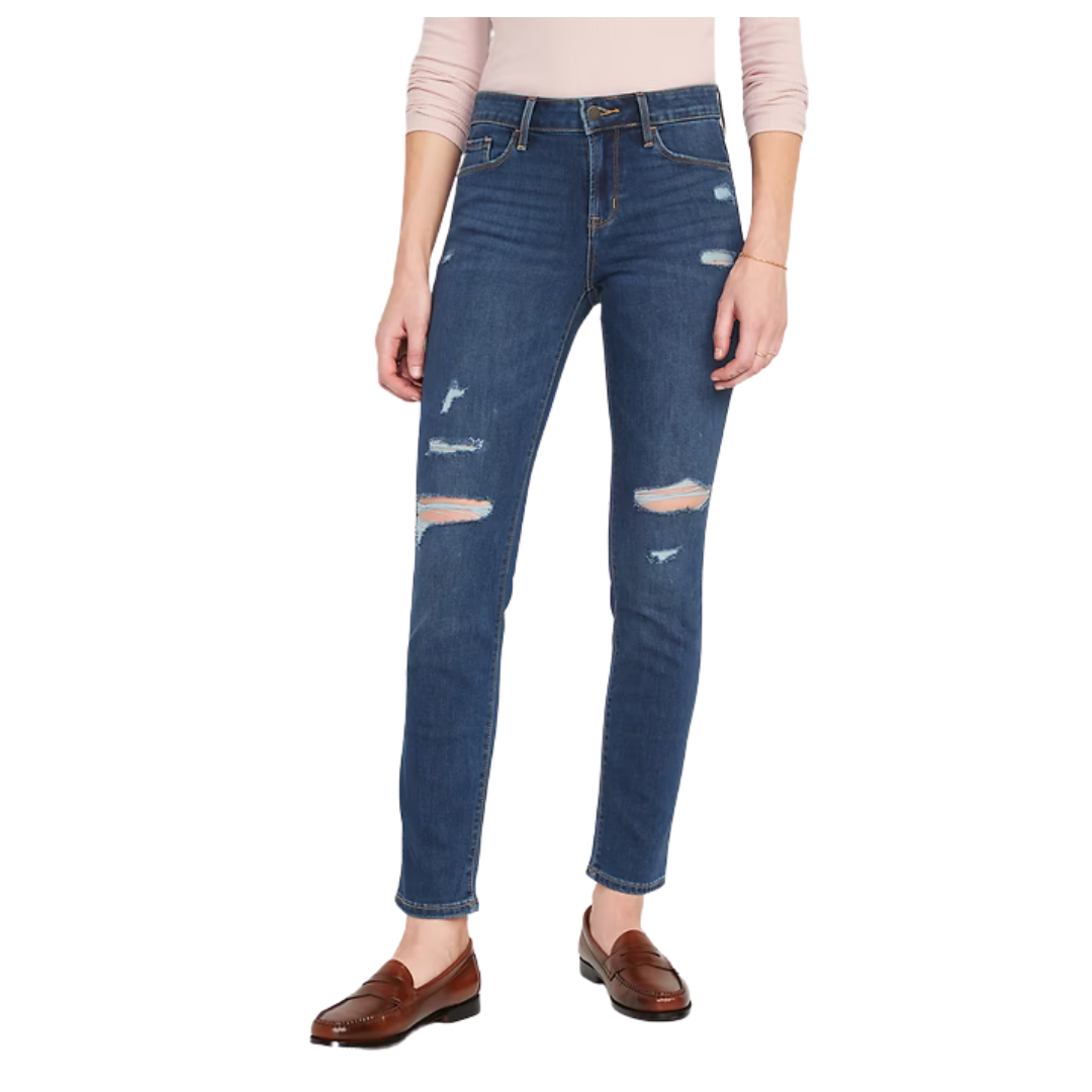 Old Navy Women's Mid-Rise Power Slim Straight Jeans