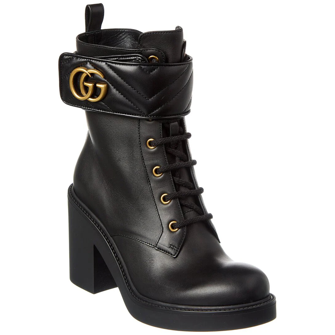 Gucci Women's Double G Leather Boots (Black)