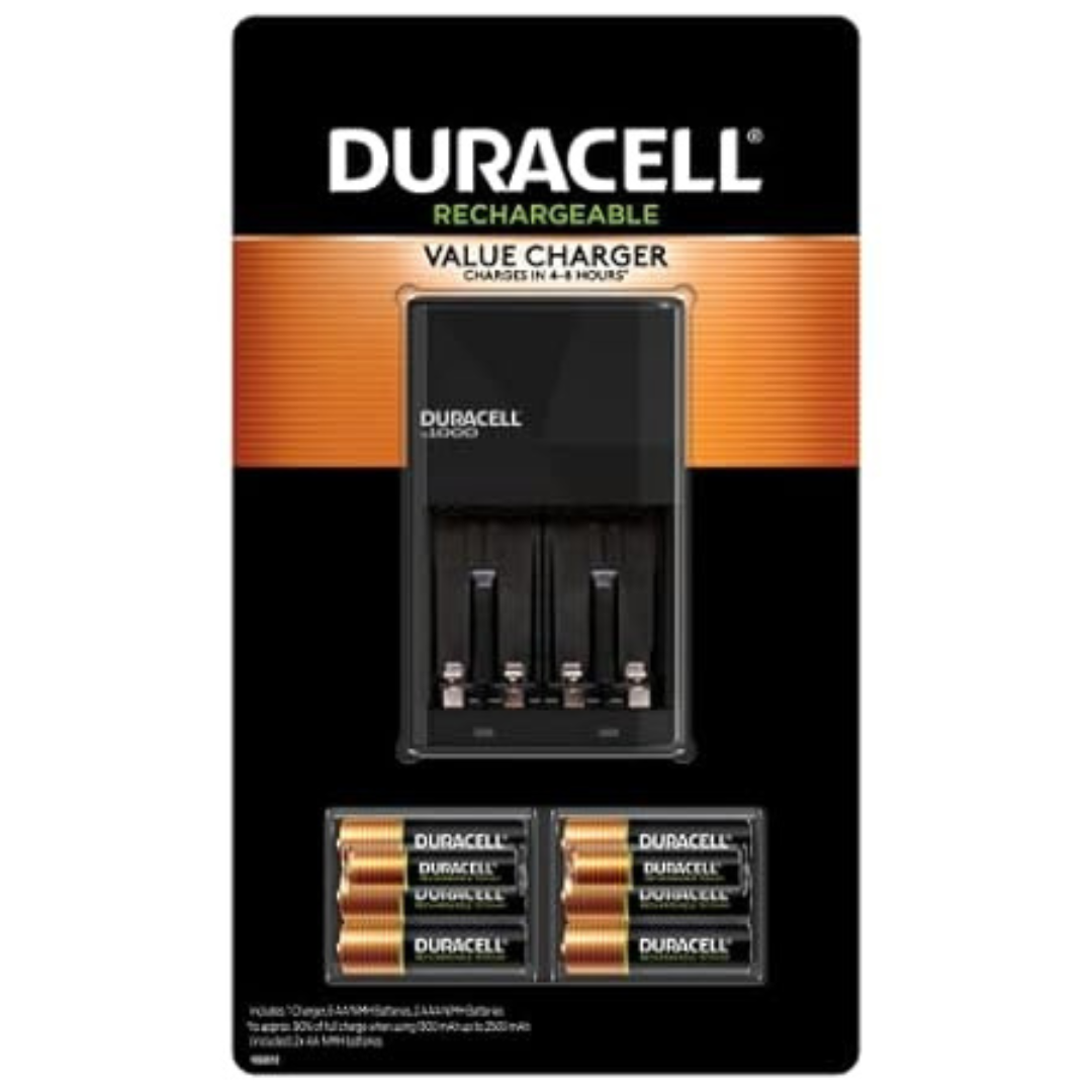 Duracell Ion Speed 1000 Charger For Rechargeable AA and AAA Batteries, Includes 6 AA And 2 AAA Pre-Charged Batteries