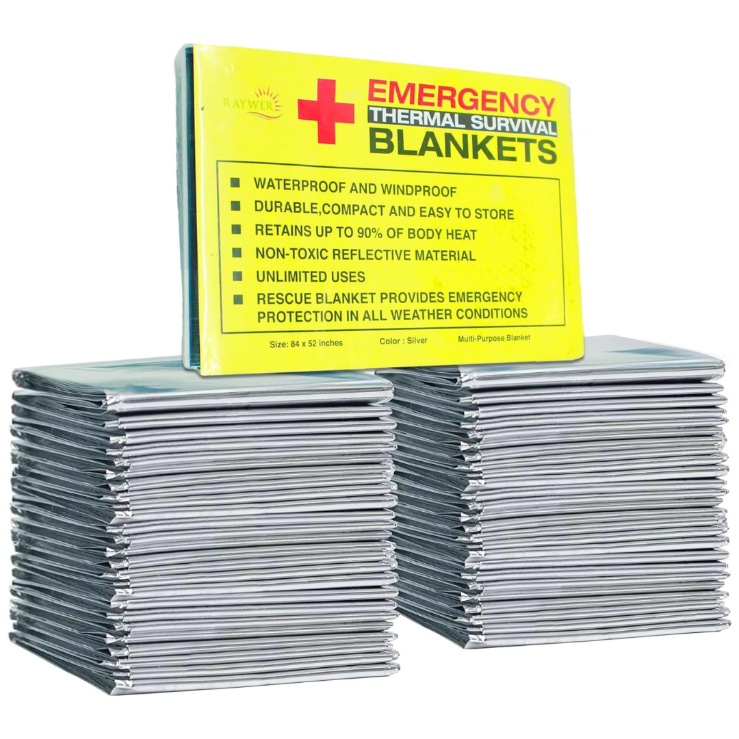 10-Pack Rawyer Emergency Thermal Survival Blankets