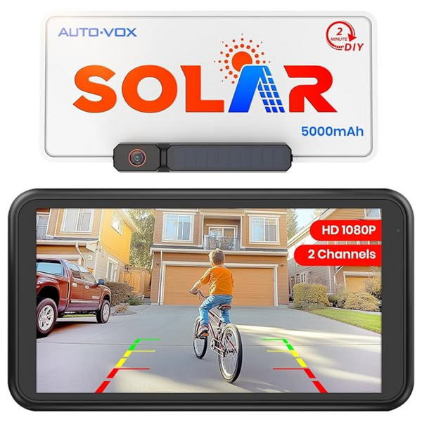 Auto-Vox Solar 5000mAh 1080p Wireless Car Backup Camera With 5" Monitor