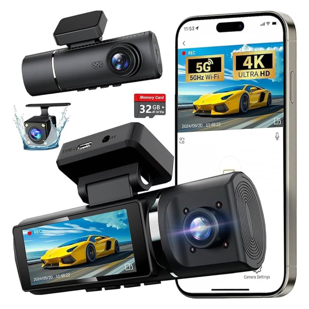 3 Channel 4K WiFi Dash Cam With G-Sensor Night Vision