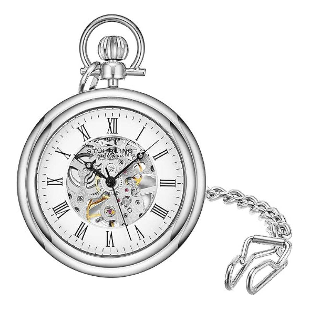 Stuhrling Original Men's Skeleton Pocket Watch