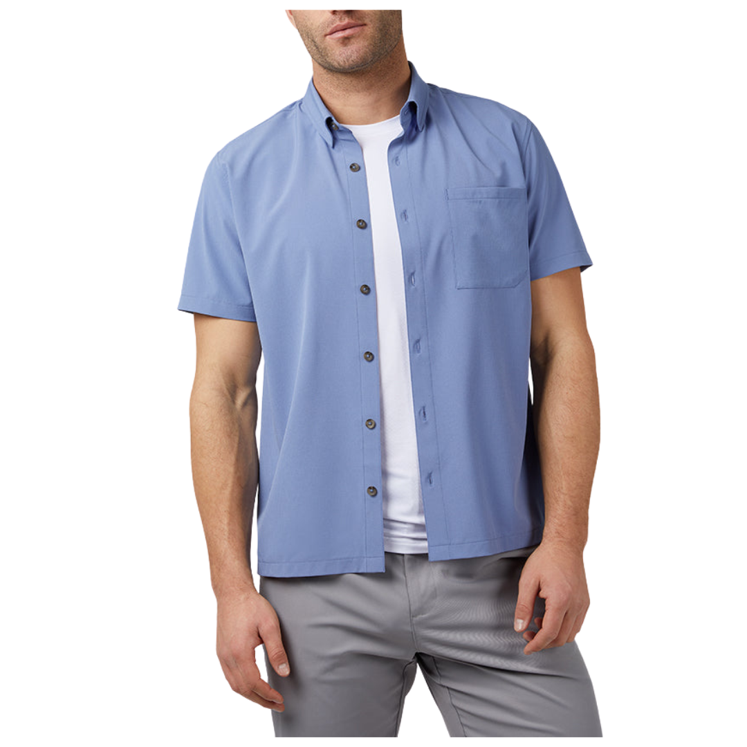 32 Degrees Men's Stretch Woven Short Sleeve Button-Up Shirt (3 Colors)