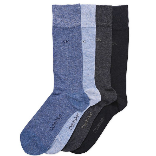 4-Pack Calvin Klein Mens Flat-Knit Dress Crew Socks