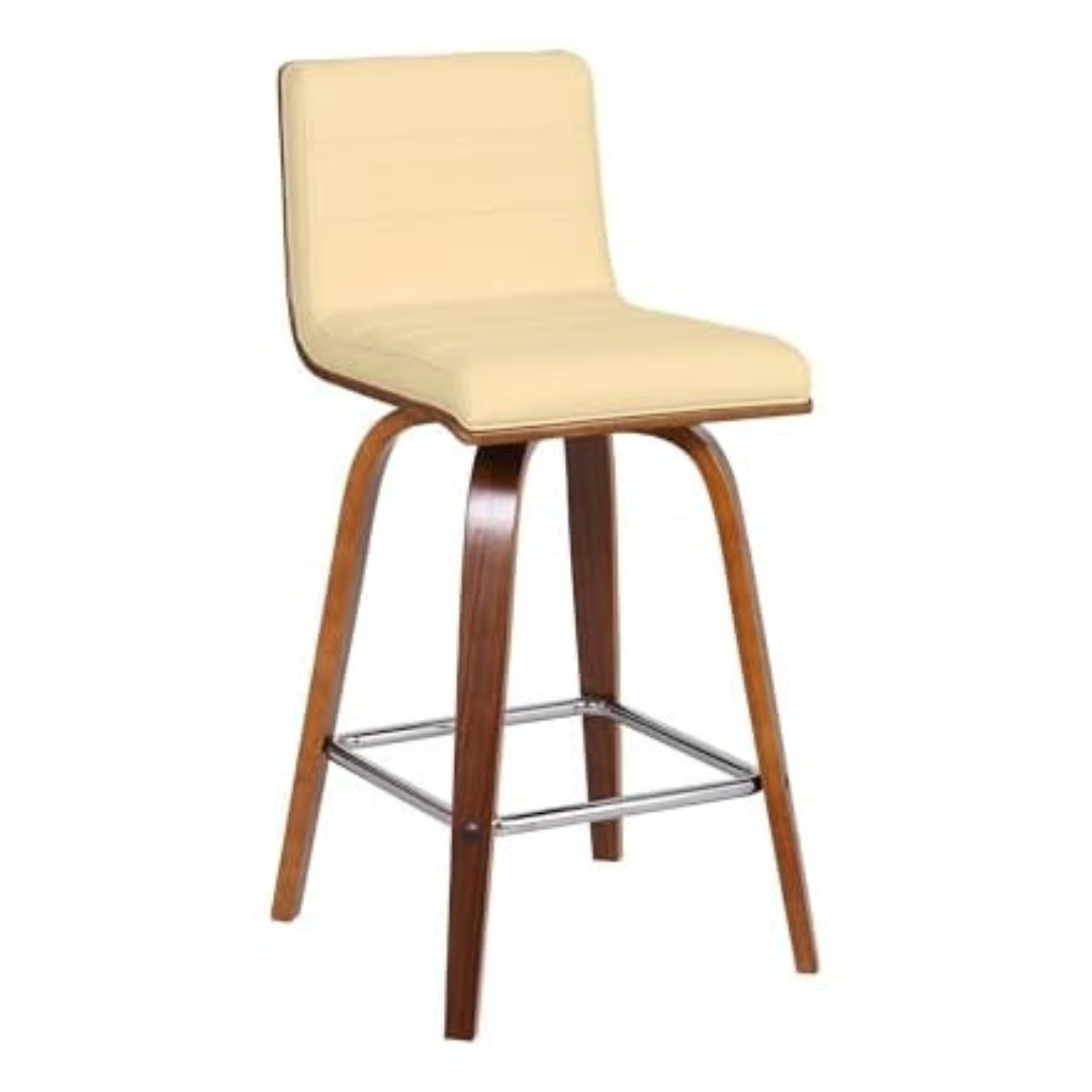 Armen Living Vienna 26" Swivel Counter Stool With Cream Faux Leather