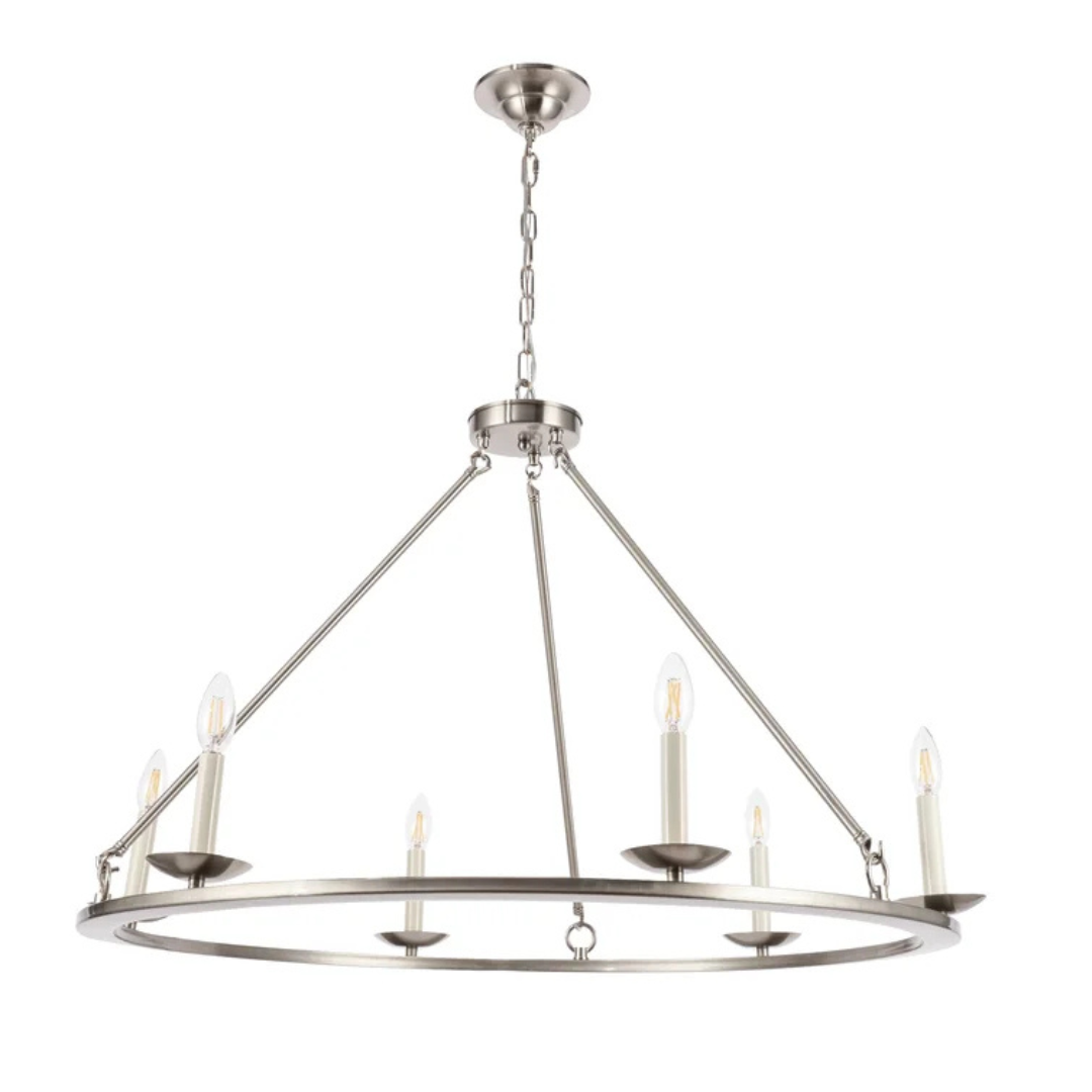 Andover Mills Pickensville 6 Light Dimmable Wagon Wheel Chandelier