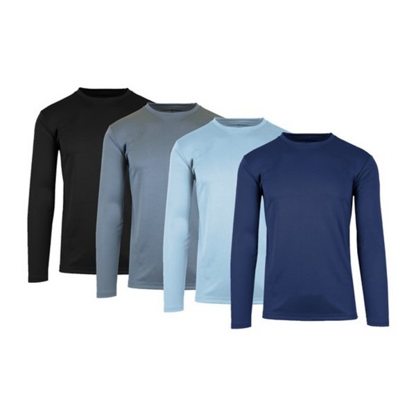 4-Pack Men's Long Sleeve Moisture Wicking Crew Neck Shirt (Various)