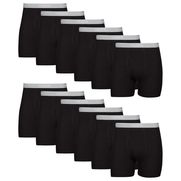 12-Pack Hanes Men's Cotton Boxer Brief Underwear