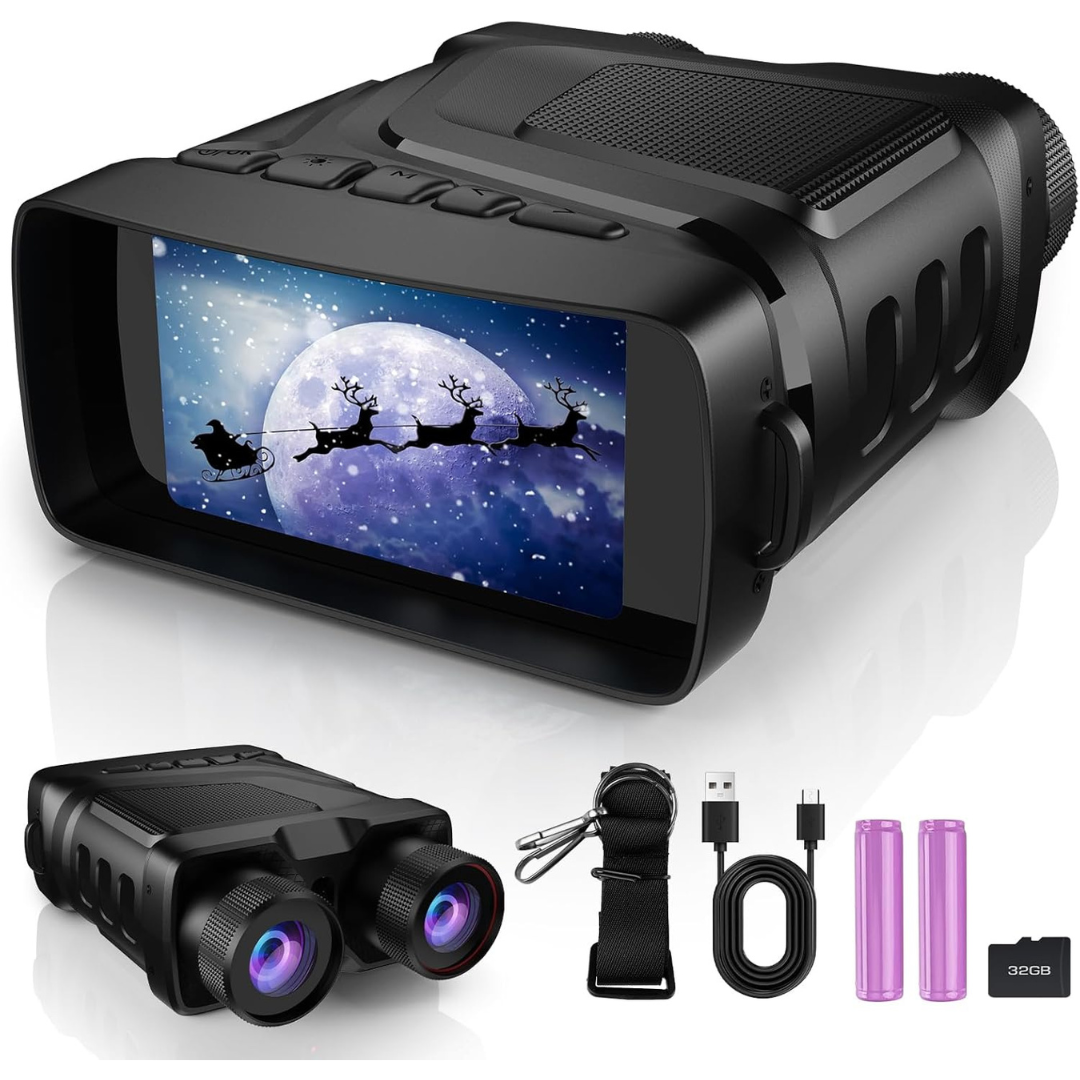 Infrared Night Vision Binoculars with 3.2'' HD Screen & 10X Digital Zoom