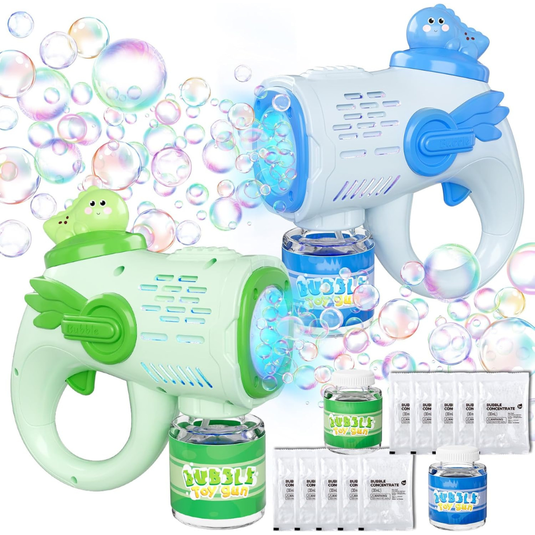 2-Pack Light-Up Dino Bubble Machine Toys