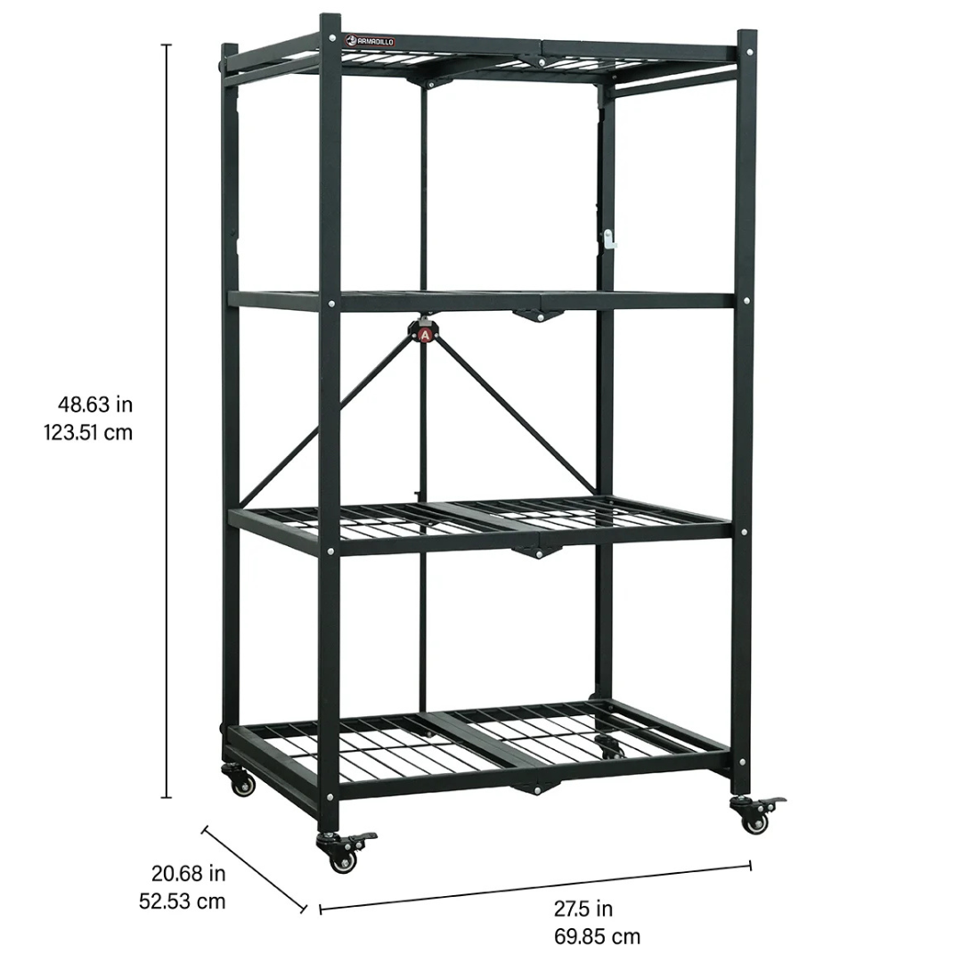 4-Tier Armadillo Tough Collapsible Rapid Rack with Wheels