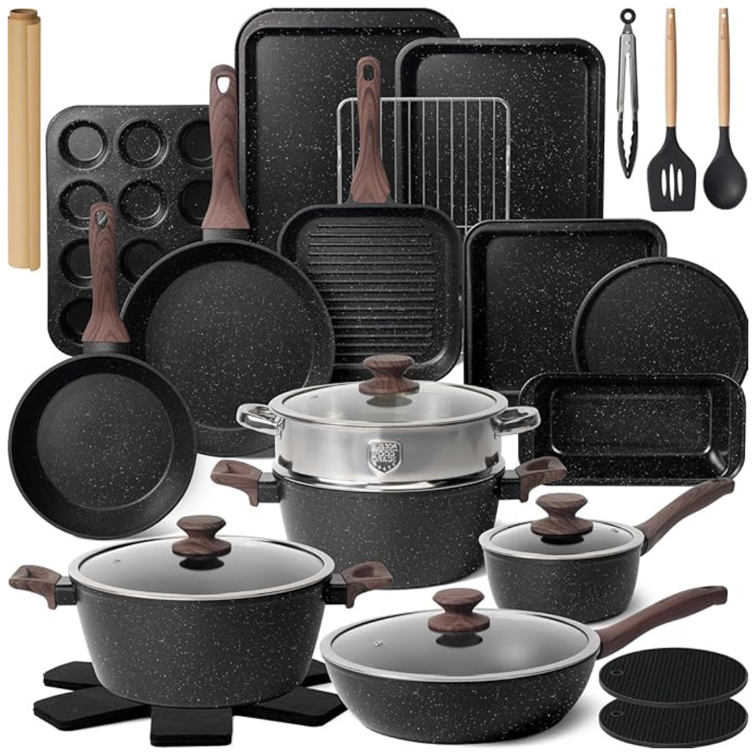 31-Piece Kitchen Cookware Non Stick Pots and Pans Bakeware Set