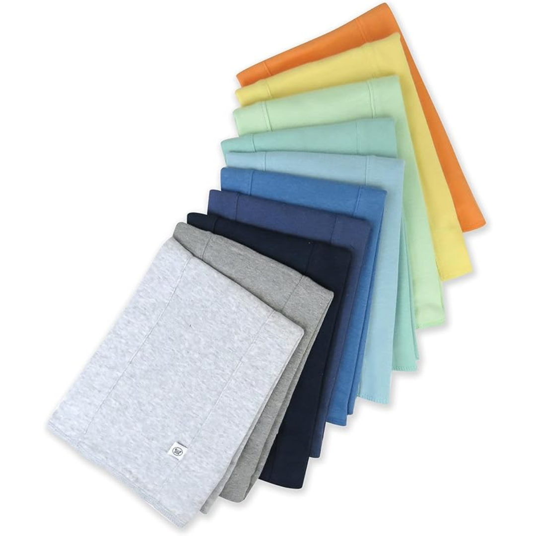 10-Pack Soft and Absorbent Organic Cotton Knit Burp Cloths