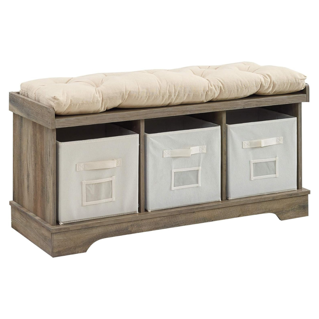 Walker Edison 42" Modern Farmhouse Entryway Shoe Storage Bench