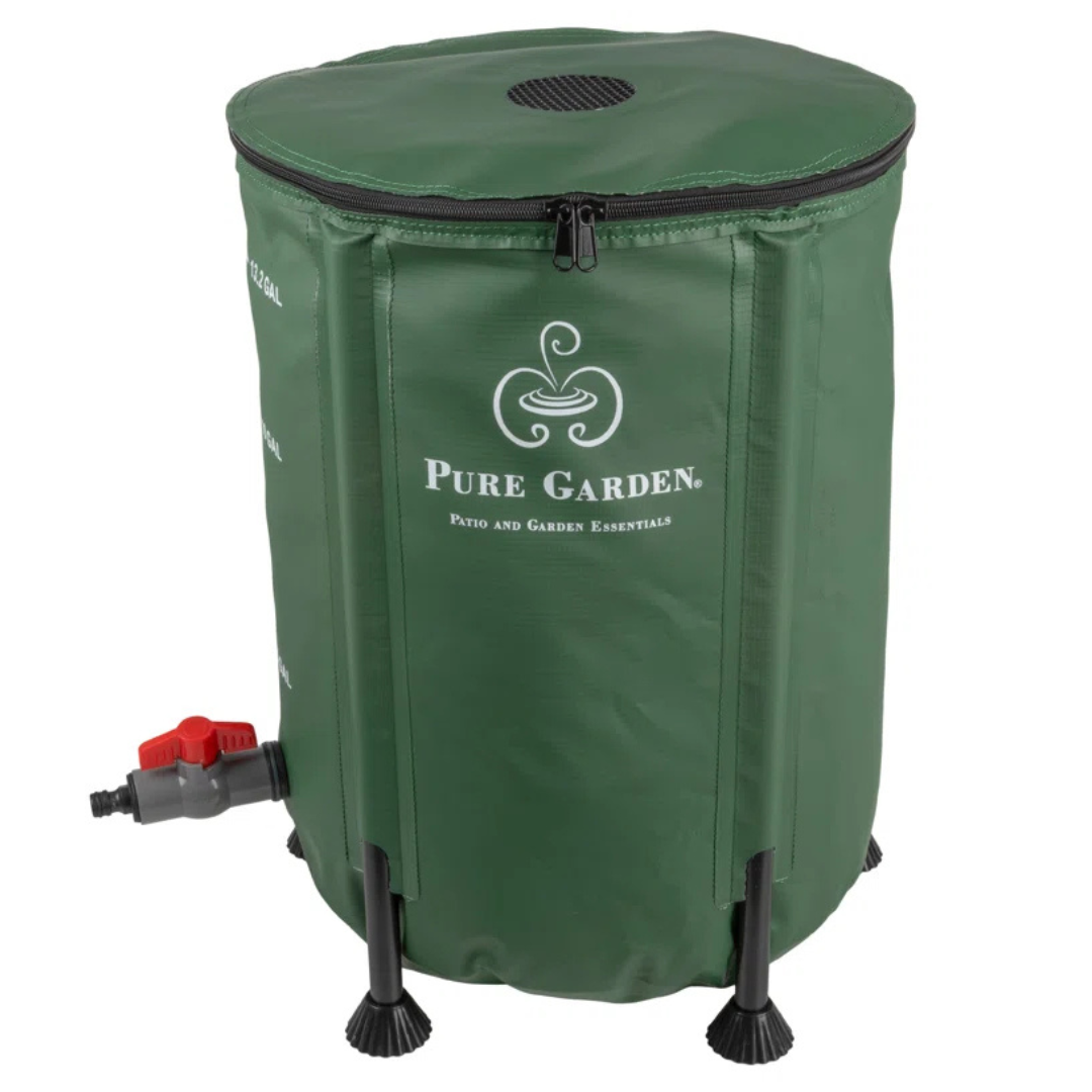 Pure Garden 13.2Gal/50L Collapsible Rain Barrel 43Gal Compost Tumbler