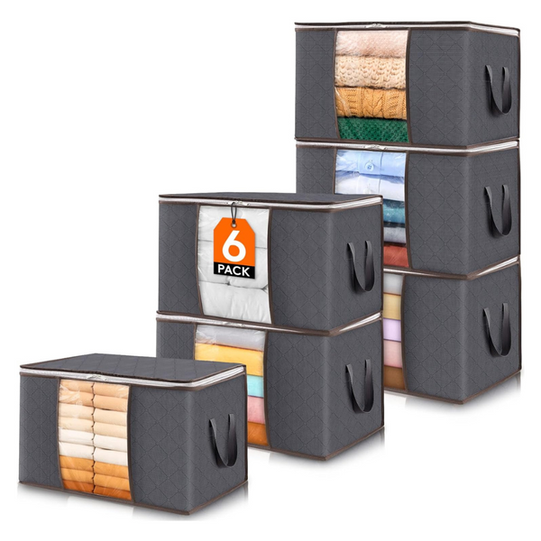 6-Pack Foldable Clothes Storage Bins With Lids