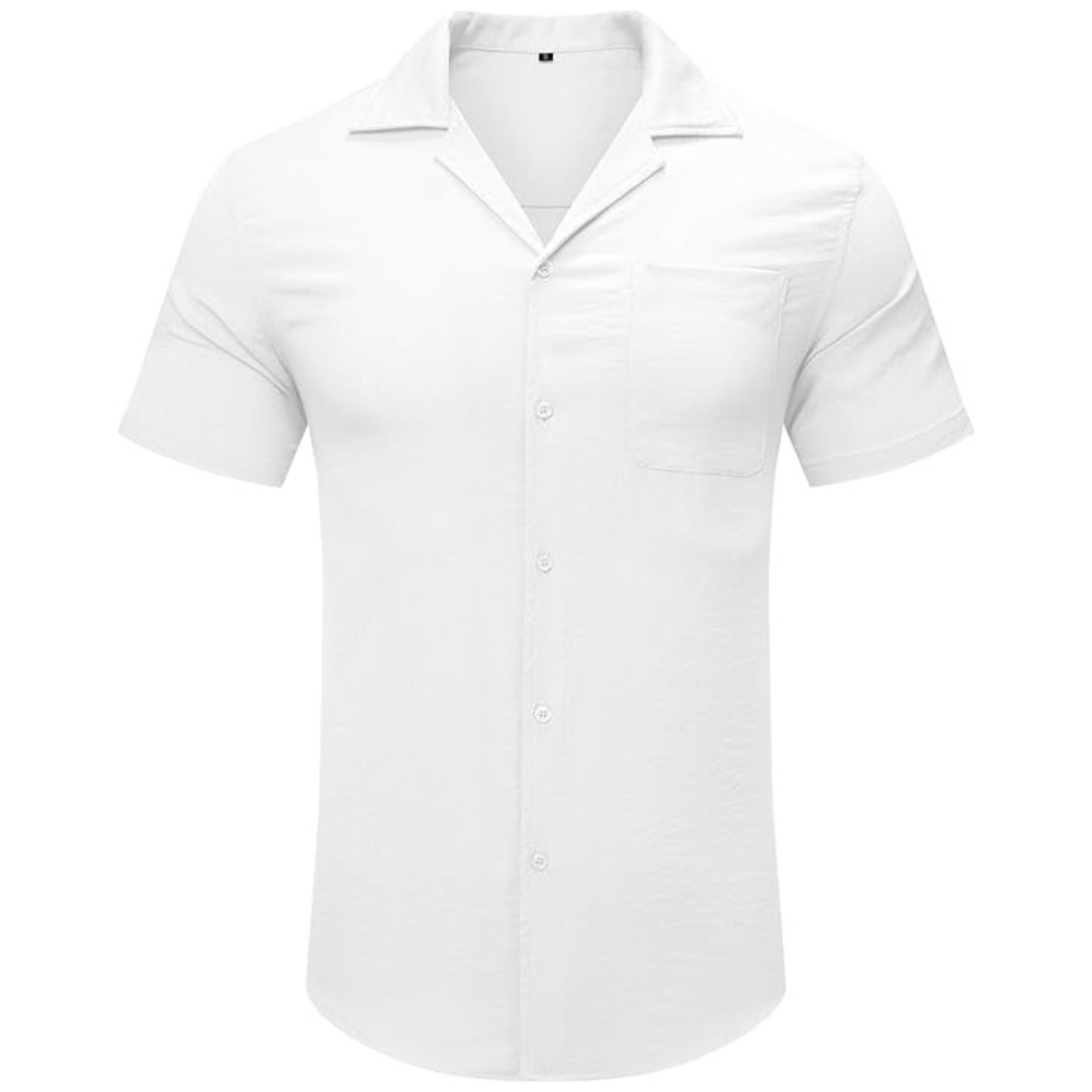 Men's Short Sleeve Button Up Loose Fit Beach Shirt