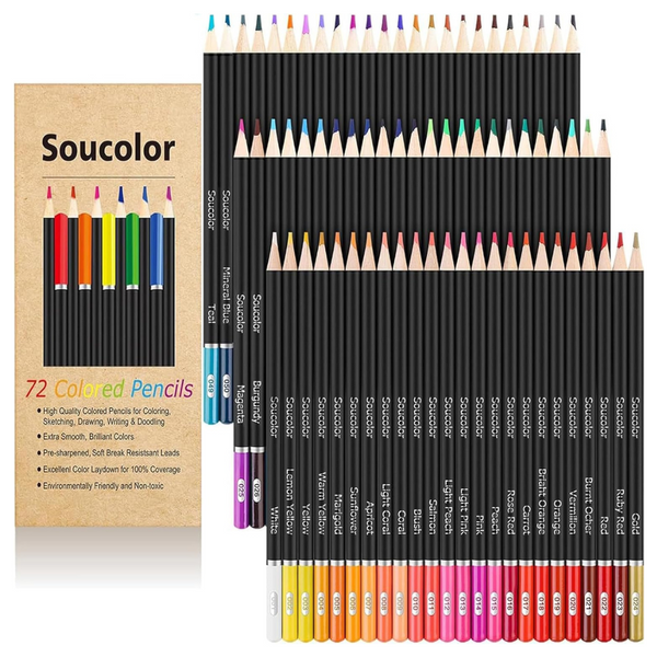 Soucolor 72-Color Colored Drawing Pencils Set + 1 Soucolor Pencil