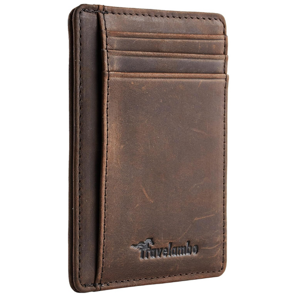 Travelambo Men's Neel Leather Magnetic RFID Wallet With Money Clip