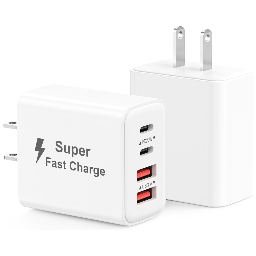 2-Pack 40W 4-Port USB-C Charger Blocks