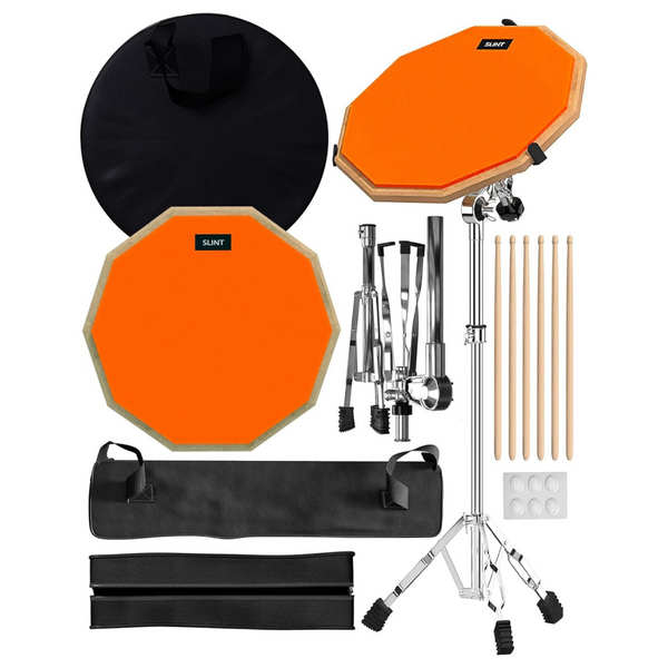 Kids 12" Double-Sided Practice Full Snare Drum Pad Stand Kit W/ Drumsticks