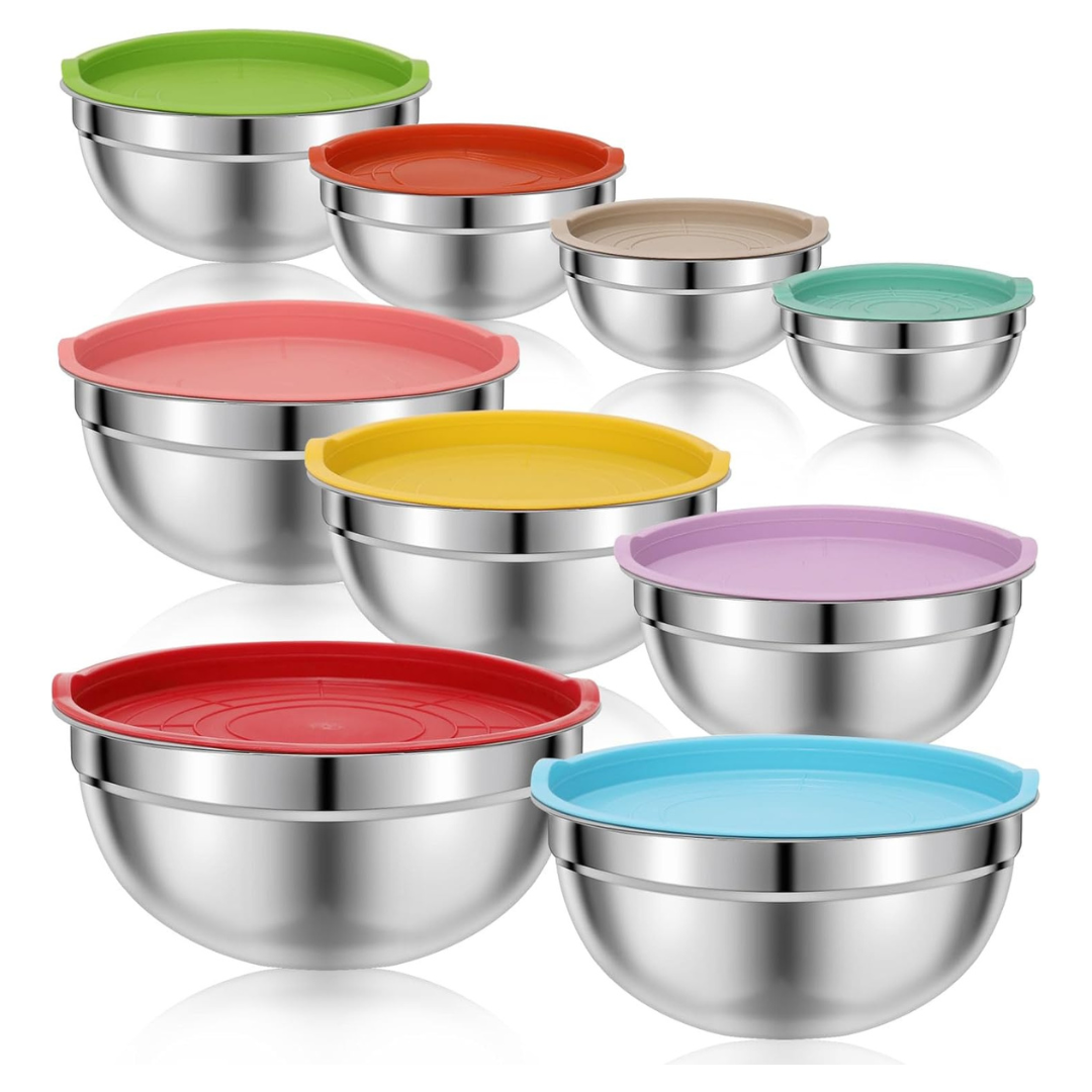 9-Piece Stainless Steel Mixing Bowls Set With Lids