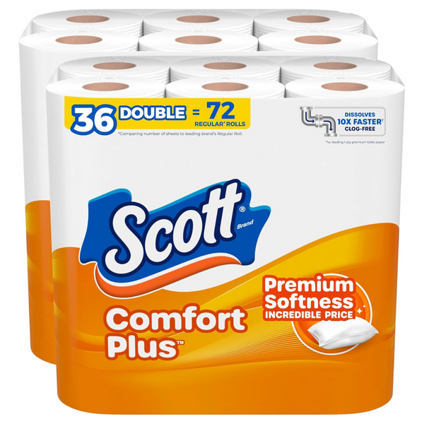 36-Count Scott ComfortPlus Double Rolls Rolls Toilet Paper