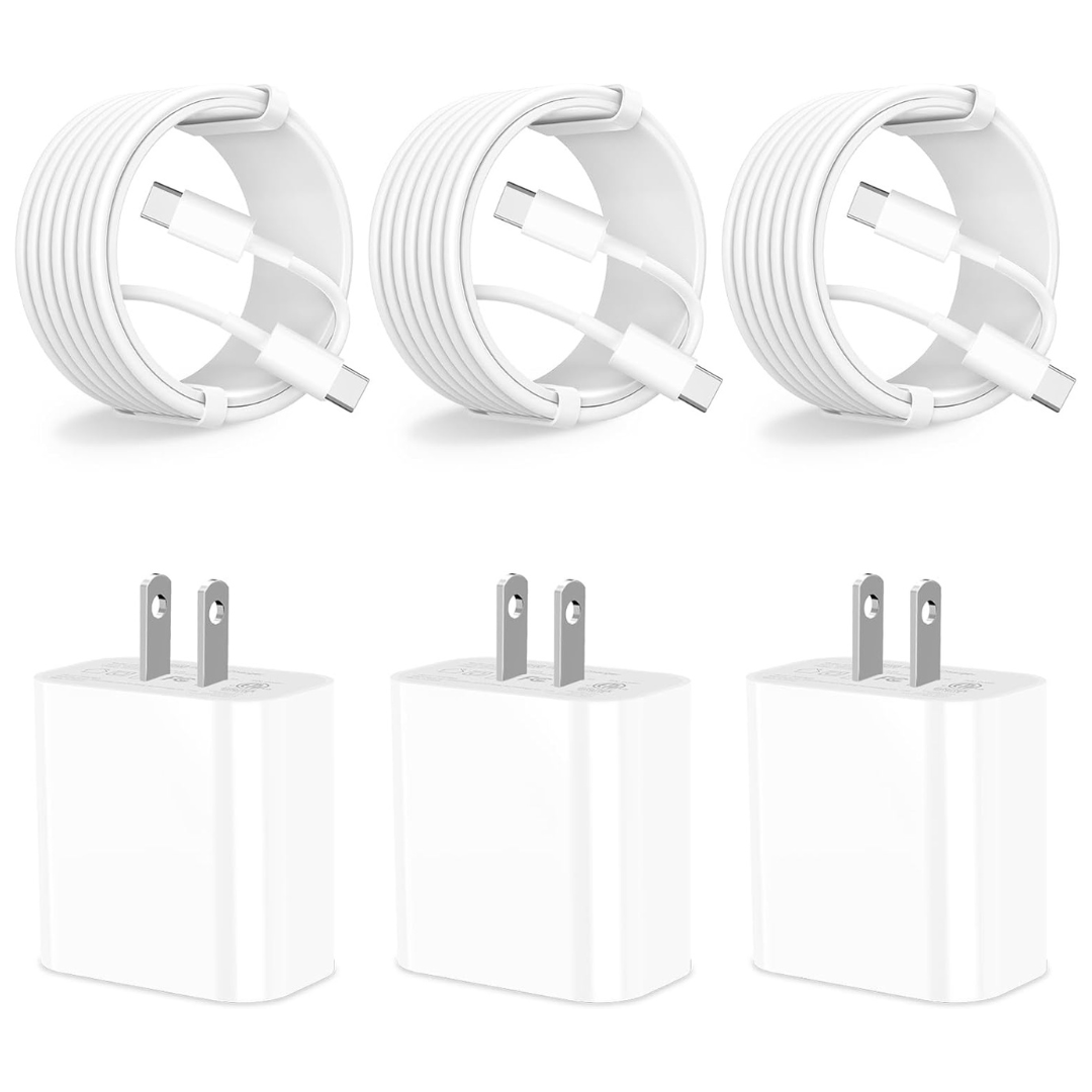 3-Pack 20W PD USB-C Power Charger Type-C Wall Charger Adapter