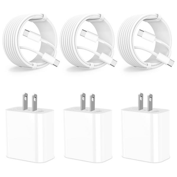 3-Pack 20W PD USB-C Power Charger Type-C Wall Charger Adapter