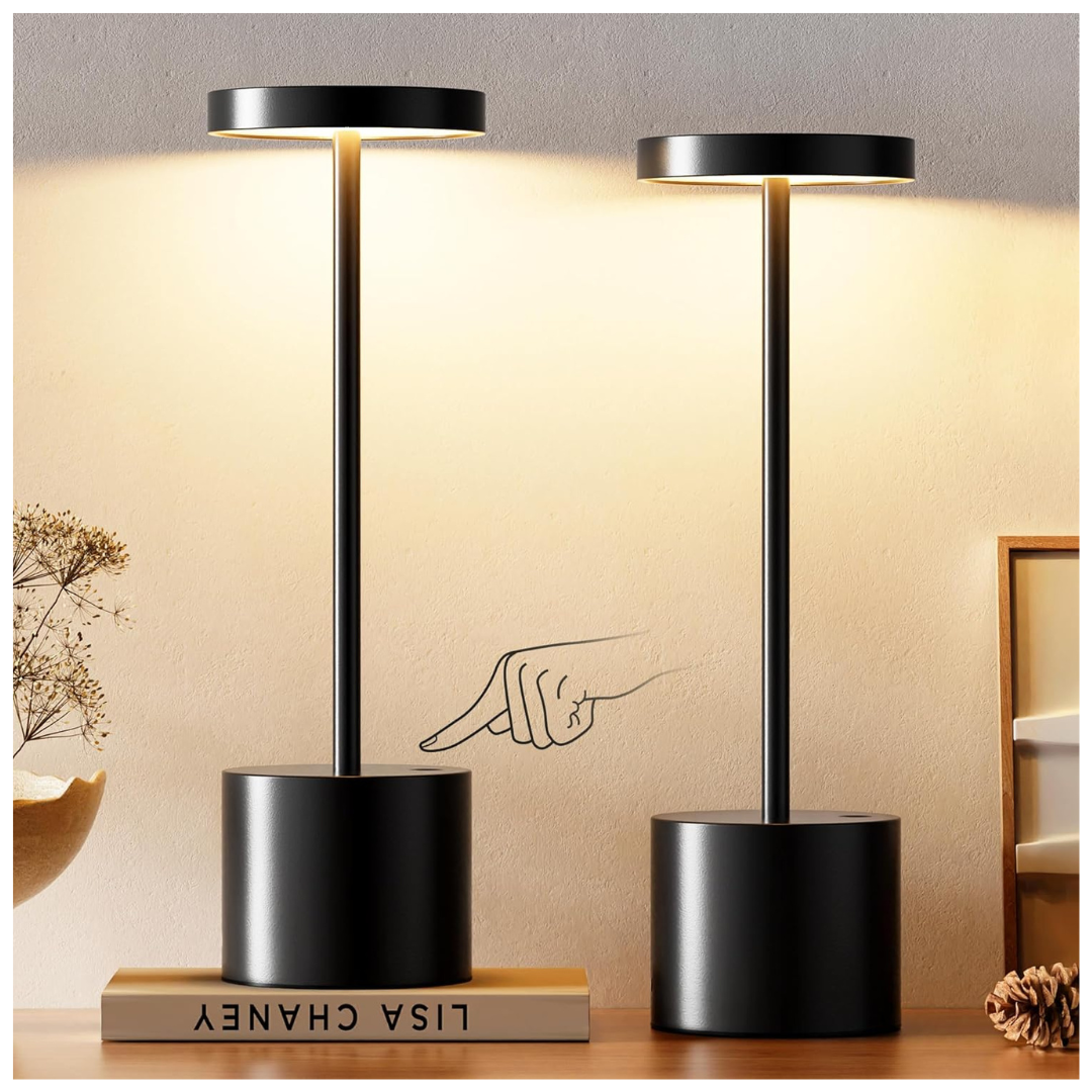 2-Pack 4000mAh Rechargeable LED Wireless Cordless Table Lamp