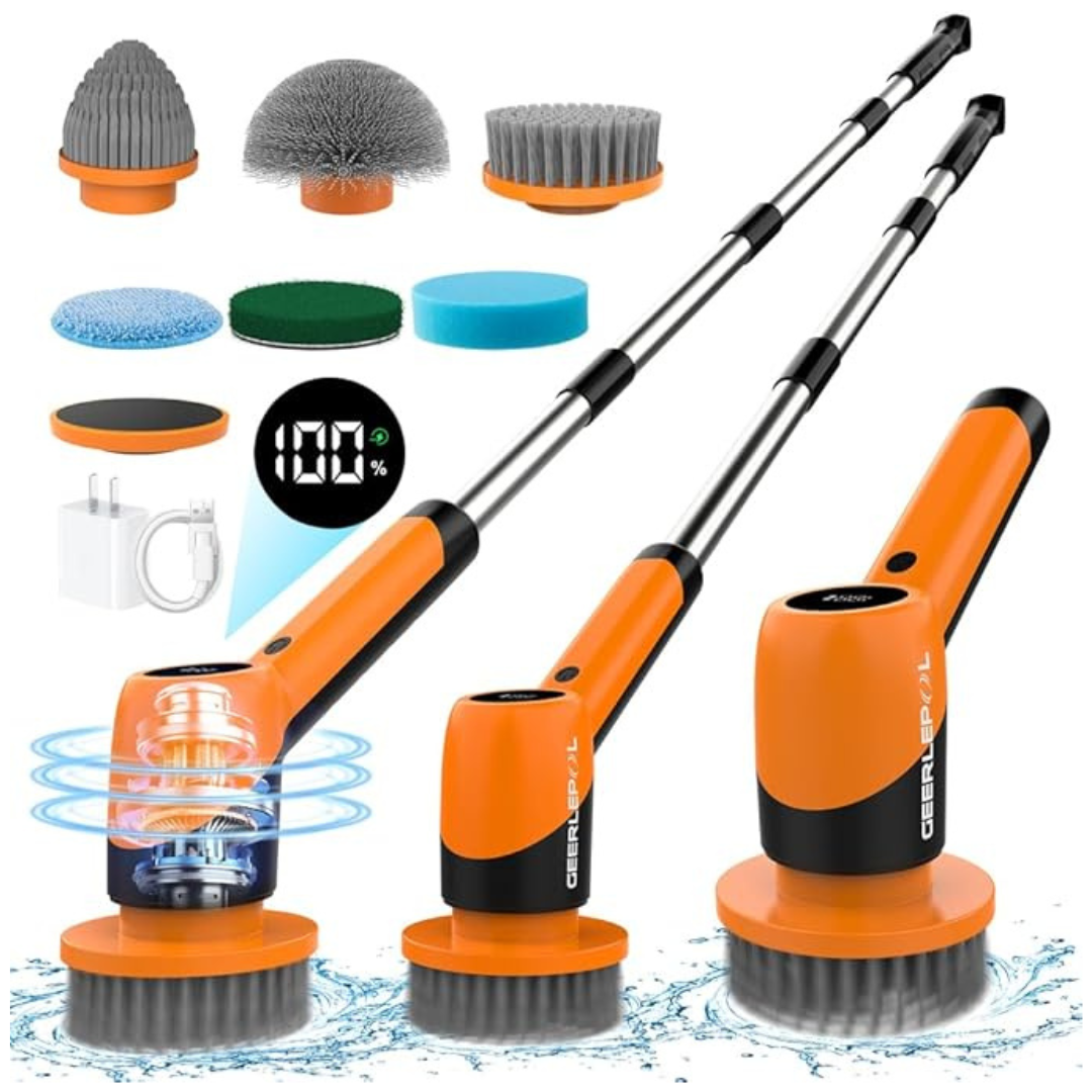 Electric Spin Scrubber with 6 Replaceable Brush Heads