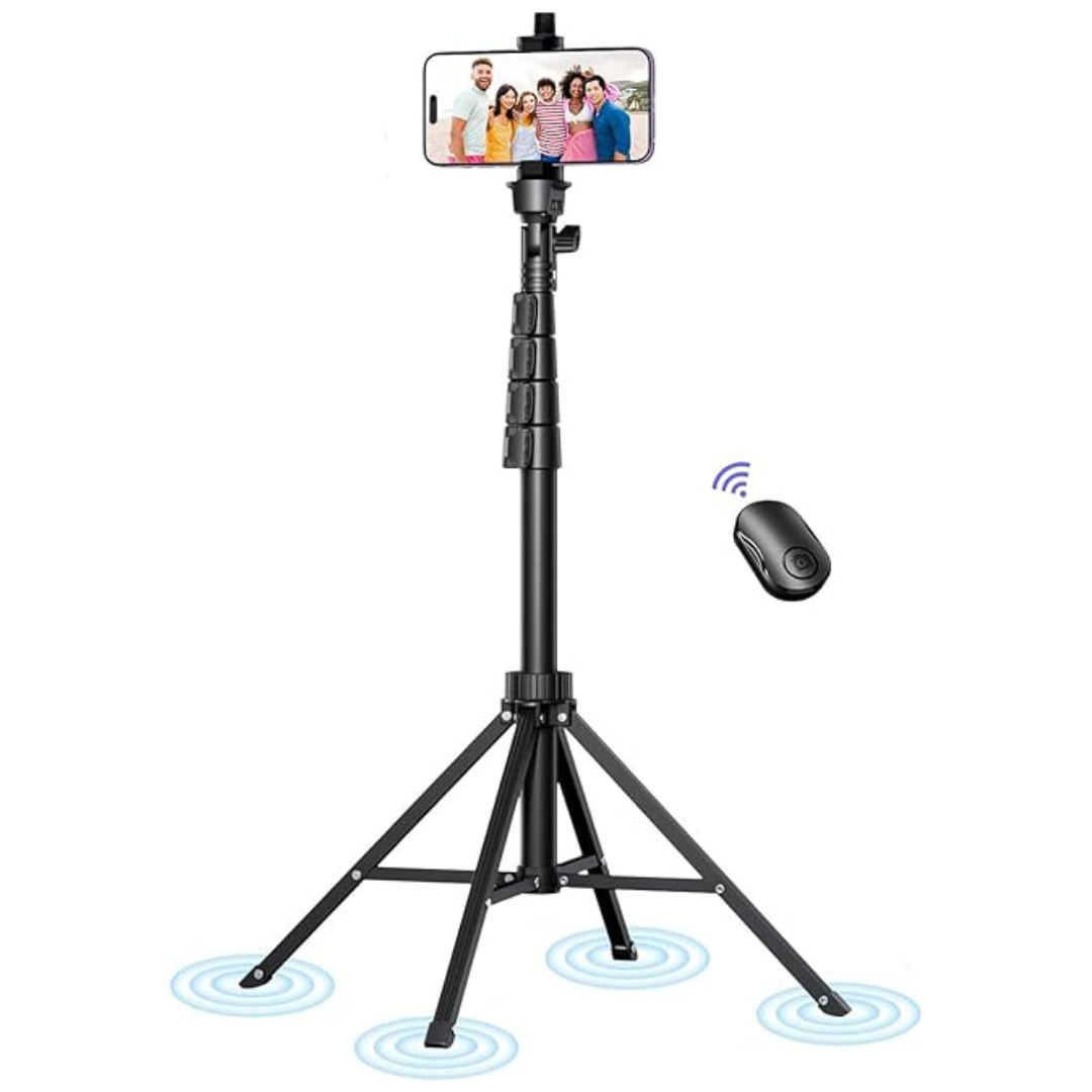 Fugetek 62" Selfie Stick Tripod Aluminum Stand With Bluetooth Remote