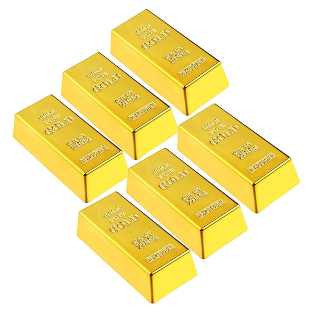 6-Piece Replica Plastic Fake Gold Bar Brick Bullion