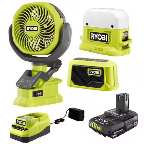 RYOBI ONE+ 18V Cordless 3-Tool Campers Kit With Area Light Bundle