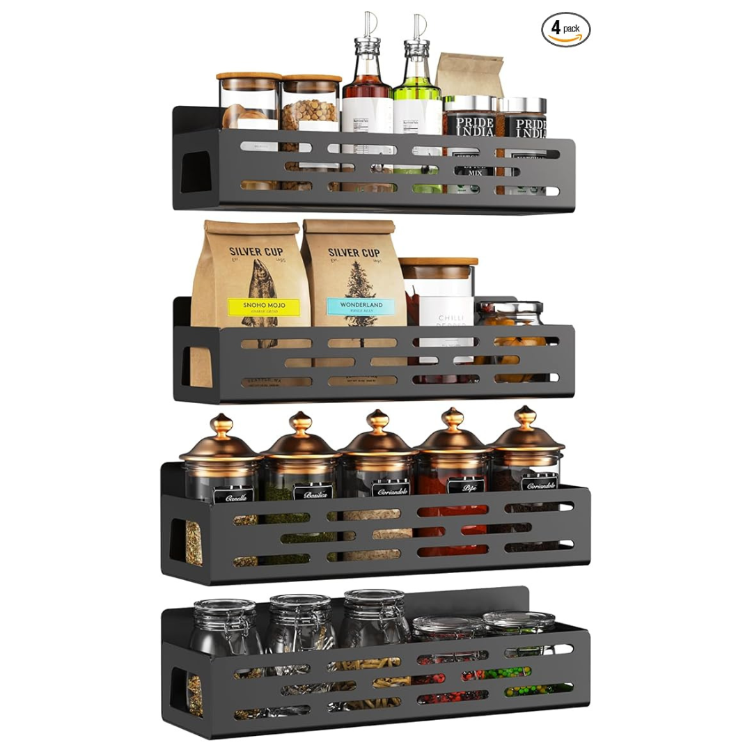 4-Pack Moveable Magnetic Spice Rack Organizer