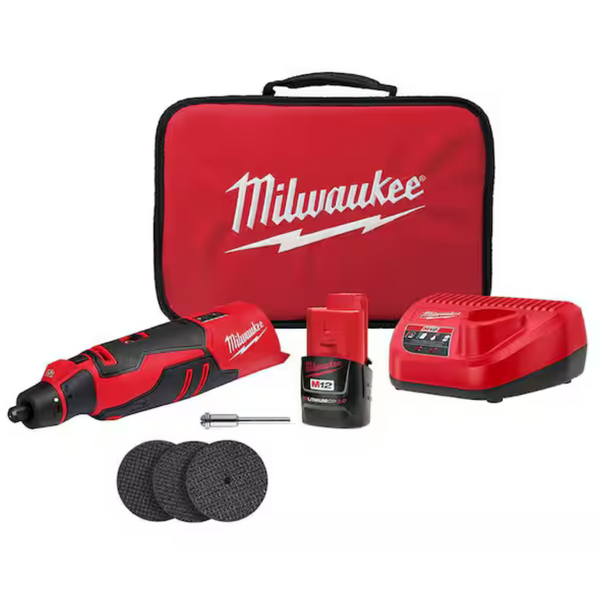 Milwaukee M12 12V Lithium-Ion Cordless Brushless Rotary Tool Kit