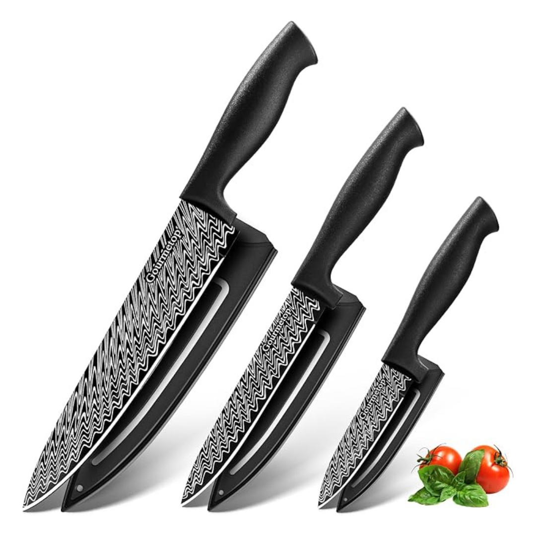 3-Piece Gourmetop Kitchen Knife Set With Cover