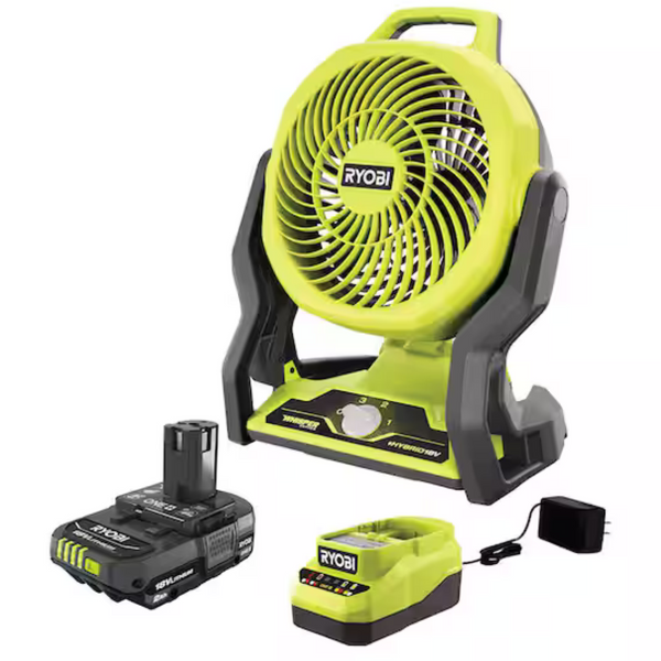 Ryobi ONE+ 18V Cordless Hybrid 7-1/2" Fan Kit w/2Ah Battery and Charger