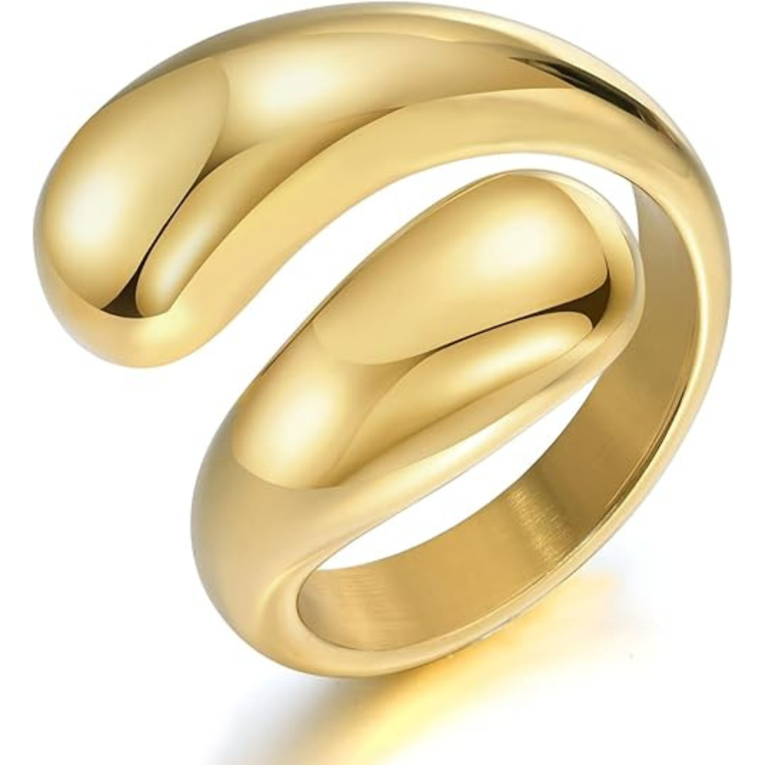 14k Gold Plated Stainless Steel Chunky Statement Rings