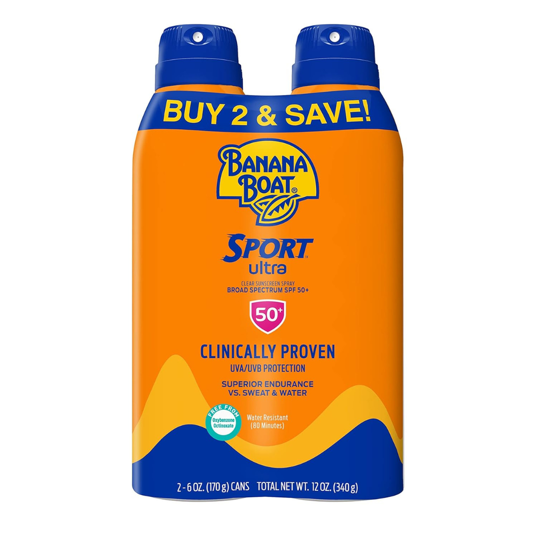 Banana Boat Sport Ultra SPF 50 Sunscreen Spray Twin Pack, 6oz Each