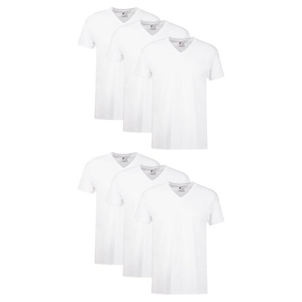 Hanes Mens Cotton, Moisture-wicking V-neck Tee Undershirts (6 Pack)