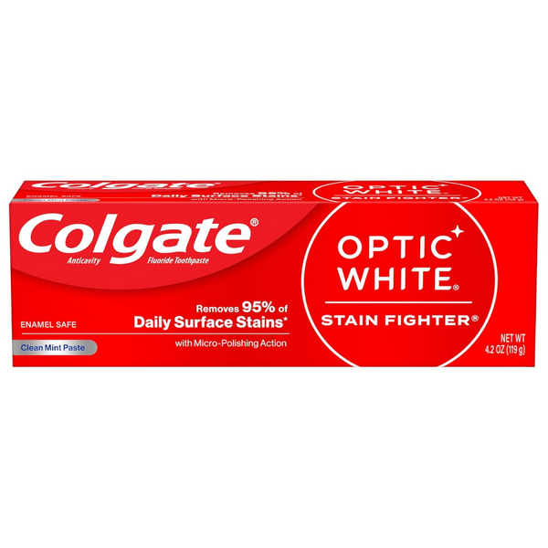 Colgate Optic White Stain Fighter Whitening Toothpaste, Clean Mint (4.2 Oz Tube)