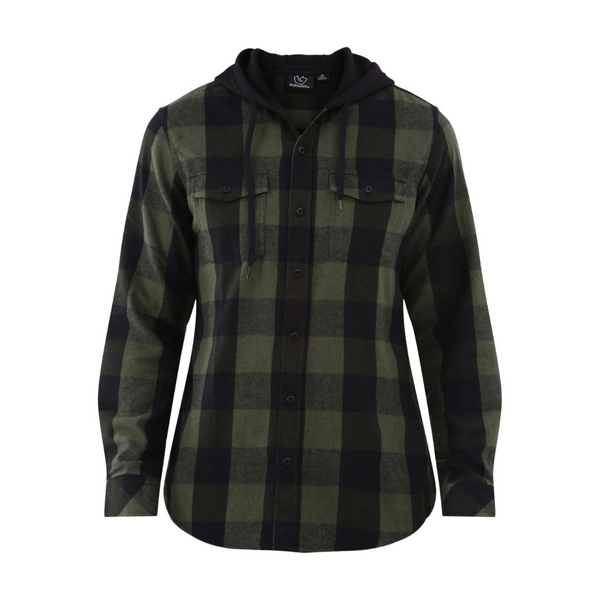 Burnside Men's Hooded Flannel Shirt With Long Sleeves (Various Colors)