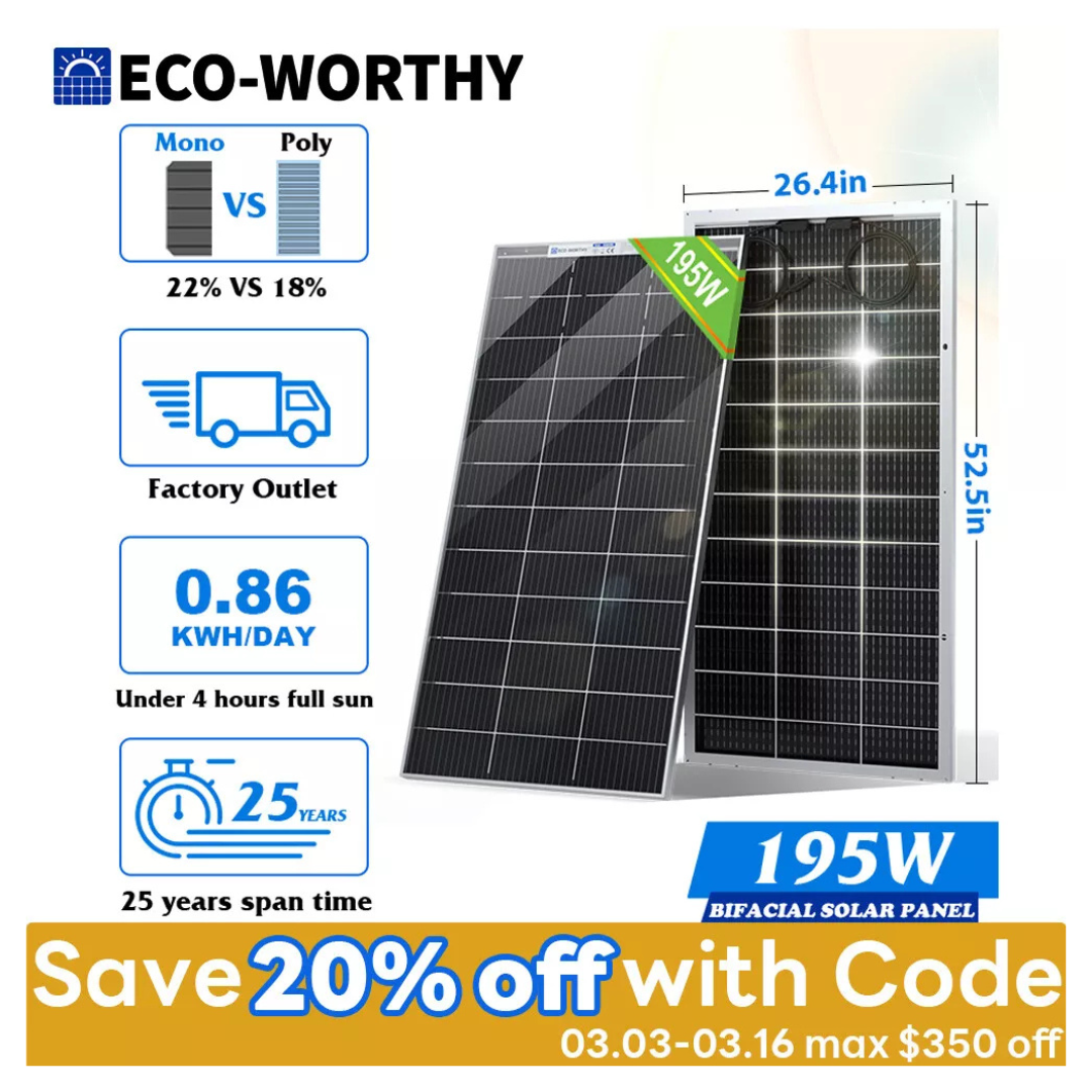 Bifacial 100W 12V Monocrystalline Solar Panel