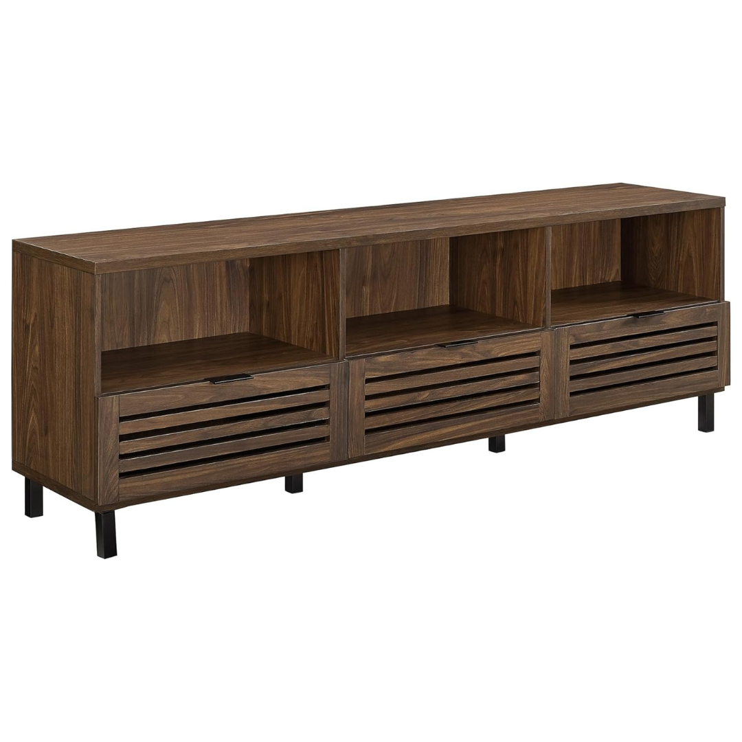 Walker Edison 70'' Modern Slatted Wood TV Stand With Storage