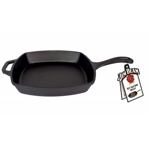 Jim Beam JB0217 10.5" Pre Seasoned Cast Iron Square Skillet